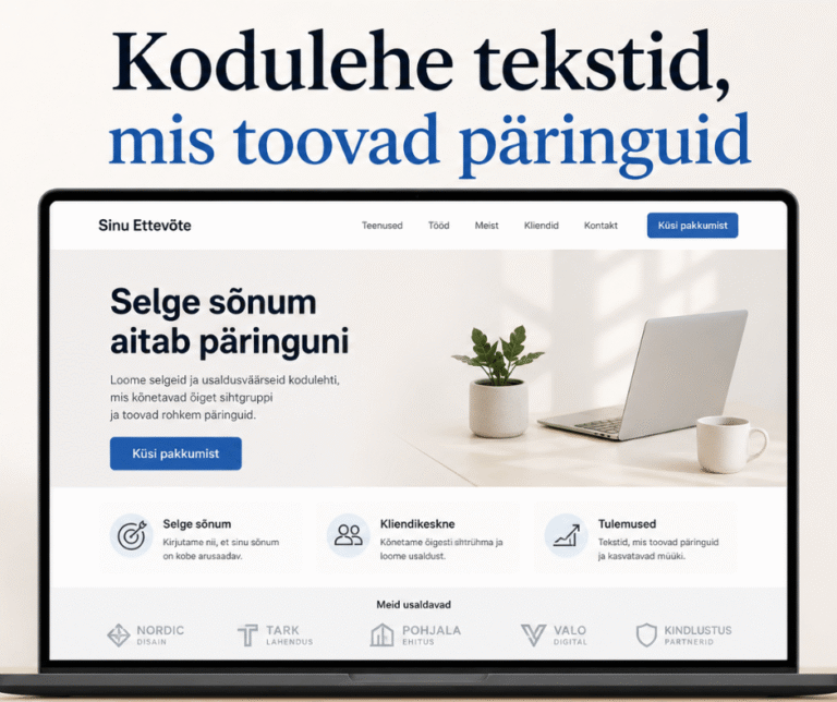 Avaleht 2 Millised peaksid olema kodulehe tekstid ettevõtte kodulehel, et tuleks päringuid?