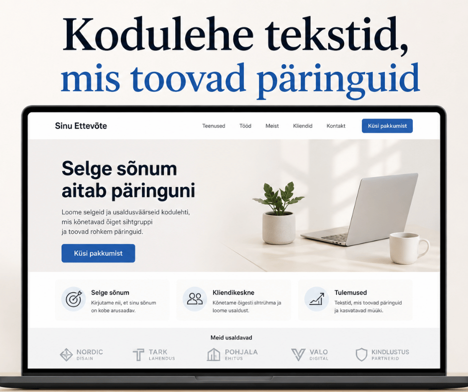 Kasulik 2 Millised peaksid olema kodulehe tekstid ettevõtte kodulehel, et tuleks päringuid?